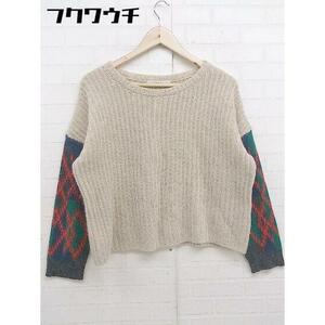 * KBF Urban Research total pattern switch knitted sweater size ONE beige multi lady's 