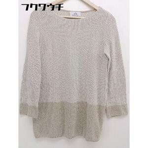 * wb Dub ruby MOGA cotton knitted long sleeve sweater size F beige white lady's 