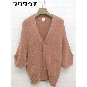 * nitca nitca wool knitted 7 minute sleeve cardigan size F beige lady's 