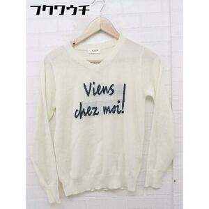 * * Techichi Te chichi tag attaching thin long sleeve knitted sweater size M eggshell white lady's 