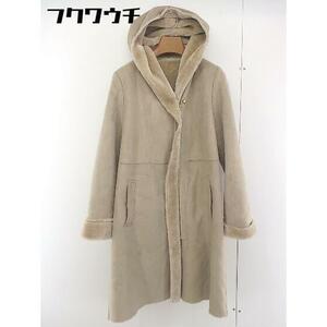 * a.v.va-veve lining fur Zip up long sleeve mouton coat size M beige lady's 