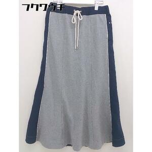 * RNAa-ruene-bai color waist rubber long narrow skirt size M gray navy lady's 