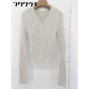 * HARE Hare V neck long sleeve rib knitted long sleeve sweater size F beige lady's 