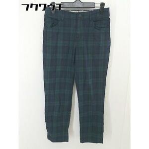 ◇ green label relaxing UNITED ARROWS ウエストゴム チェック テーパードパンツ サイズ40 グリーン ネイビー レディース