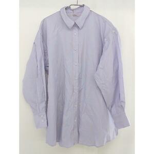 * * * beautiful goods * NICE CLAUP tag attaching 2WAY open shoulder stripe long sleeve shirt size F blue Pink Lady -s