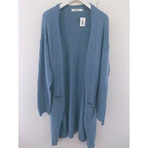 * MOUSSY Moussy long sleeve long knitted cardigan size F blue group lady's 
