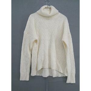 * alcali alkali o cover -toru neck alpaca . long sleeve knitted sweater ivory lady's 