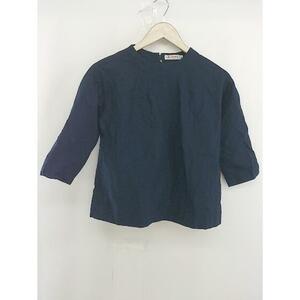 * BEAMS HEART Beams Heart back neck Zip 7 minute sleeve pull over shirt blouse navy lady's 