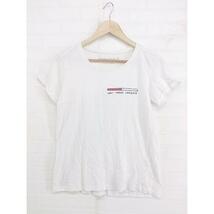 ◇ Happiness ハピネス ロールアップ 半袖 Tシャツ カットソー サイズS ホワイト レッド マルチ レディース P_画像2
