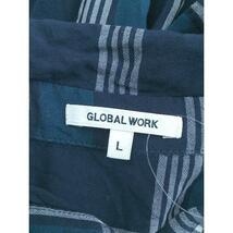 ◇ GLOBAL WORK グローバルワーク チェック 半袖 チュニック ミニ シャツ ワンピース サイズL ネイビー レディース P_画像4