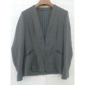 ◇ green label relaxing UNITED ARROWS ノーカラー フロントホック 長袖 ジャケット サイズ36 グレー系 レディース P