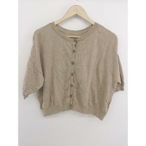 ◇ SM2 Samantha Mosmos Crew Sece Sect Cotton 7 -Minute Dlieve Knit Cardigan Size f -beige Ladies P