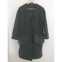 ◇ w closet ダブルクローゼット ロング 長袖 ノーカラー コート サイズF チャコールグレー系 レディース P_画像2