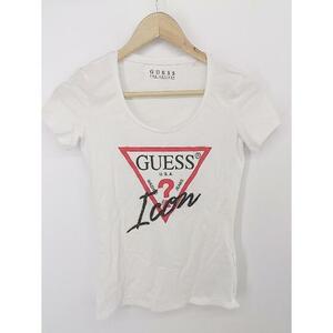 ◇ GUESS Los Angeles ゲス ロゴ 装飾 半袖 Tシャツ カットソー サイズS ホワイト レッド ブラック レディース P