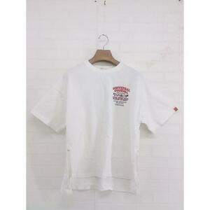 ◇ UNIVERSAL OVERALL× green label relaxing 半袖 Tシャツ カットソー サイズL オフホワイト レッド系 レディース P