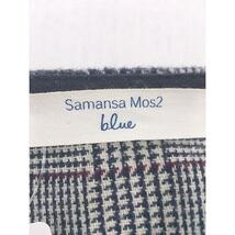 ◇ Samansa Mos2 blue グレンチェック 長袖 ノーカラーコート サイズL グレー ブラック レディース P_画像4