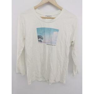 ◇ BAYFLOW ベイフロー プリント タック 長袖 Tシャツ カットソー サイズF オフホワイト ライトブルー系 レディース P