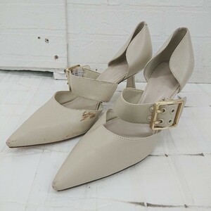 ◇ CHARLES & KEITH チャールズ＆キース ポインテッドトゥ ベルト ヒール パンプス サイズ38 ベージュ レディース E