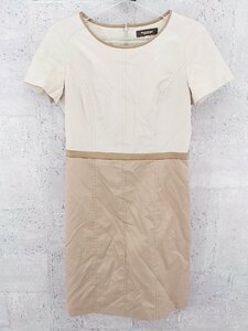 * Paul Stuart paul (pole) Stuart short sleeves knees height One-piece size 6 beige group lady's 