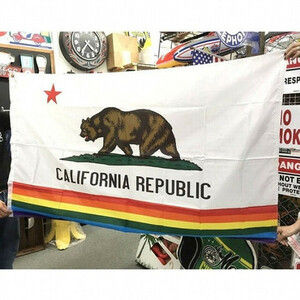 Art hand Auction California Bear Flag CALIFORNIA REPUBLIC Flag Rainbow California Flag Tapestry, handmade works, interior, miscellaneous goods, panel, tapestry