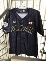 野球大きめユニフォーム サイズO japan サムライジャパン　侍ジャパン　SAMURAIJAPAN　WBC ユニフォーム ミズノ　日の丸　刺繍ワッペン_画像1