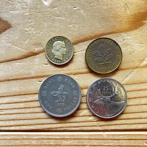 スイス(5フラン 1981年) ドイツ(10ペニヒ 1991年) カナダ(25セント 1978年) 香港(1ドル 1979年) 4枚セット 古銭海外 コイン ANTIQUE COIN