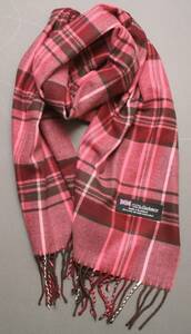 ＊新品＊スコットランド製 暖かカシミア100％　素敵なピンクのチェック柄スカーフ　 Scottish Cashmere Scarf