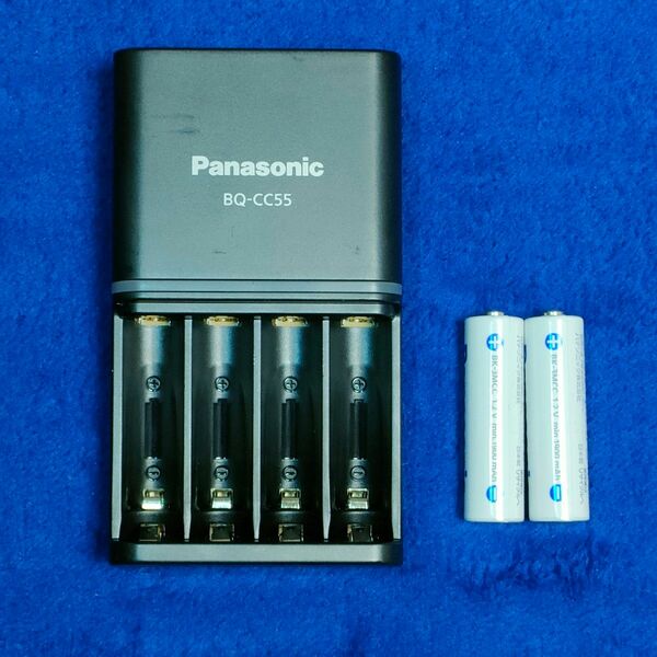 Panasonic　急速充電器 品番　BQ-CC55　　・　Panasonic　エネループ 　単3形 BK-3MCC　2本