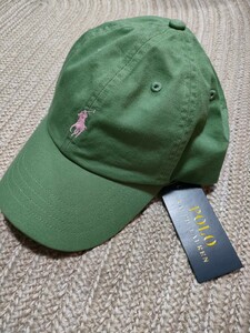 新品 定価12100 POLO Ralph Lauren キャップ グリーン ピンク刺繍 ポロ ラルフローレン フリーサイズ 帽子 メンズ レディース