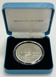 AH0242-1 フランス 1992年 アルベールビル オリンピック 100フラン銀貨 SV900 シルバー 900/1000 ALBERTVILLE 92 アンティーク 銀貨 コイン