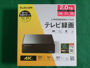 新品 ELECOM ELD-HTV020UBK 2TB 外付けHDD TV録画対応