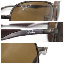 美品 Ray-Ban レイバン レギュラーフィット 男女兼用 ブラウン 茶 スチール サングラス 偏光レンズ 403751_画像8