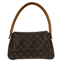 LOUIS VUITTON ルイヴィトン モノグラム ミニルーピング ブラウン PVC M51147 ハンドバッグ ワンショルダー レディース 404319_画像2