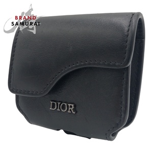 美品 Dior ディオール ブラック 黒 シルバー金具 レザー AirPods用ケース メンズ 404606