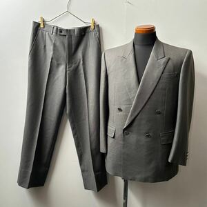 LANVIN ランバン ウール セットアップ スーツ ダブル テーラードジャケット スラックスパンツ メンズ 紳士 グレー系
