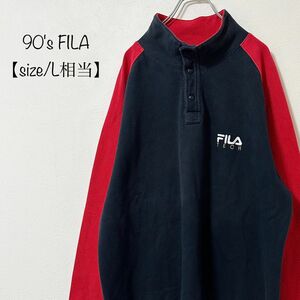 FILA/フィラ★ハーフジップ★スウェット★ネイビー×レッド/紺赤白★M〜L相当