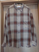 美品 Graphpaper グラフペーパー CHECK REGULAR COLLAR BIG SLEEVE SHIRT BROWN CH GM193-50018 SIZE Free チェック ビッグ シャツ_画像1