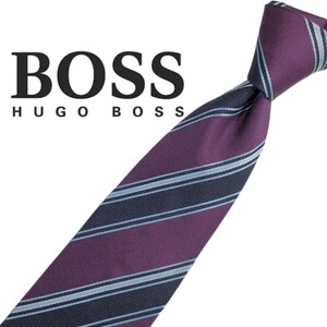 423/ superior article HUGO BOSS Hugo Boss used USED necktie stripe pattern 