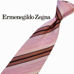 453/ 美品 Ermenegildo Zegna エルメネジルドゼニア 中古 USED ストライプ柄 ネクタイ