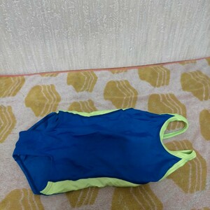 レディース 競泳水着 練習 水着 ワンピース ブルー 黄緑 系 130 日本製