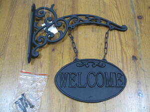 766. iron * autograph iron made signboard welcome wellcome antique manner retro style collection including in a package possibility 