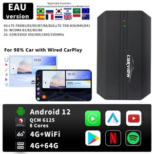 車でYoutube PrimeVideo視聴 CARVIEW Carplay AI BOX Android12 RAM/ROM 4GB/64GB QCM6125 8core 動作確認済 ※KEIYO AN-S109同等品