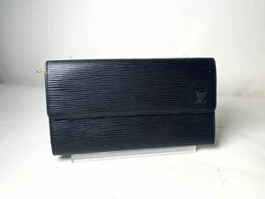 142 1円 ■美品■ LOUIS VUITTON ルイヴィトン M63742 エピ ポルトフォイユ サラ 二つ折り 長財布 ウォレット ノワール ブラック系