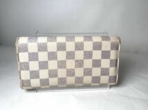 164 美品　1円 LOUIS VUITTON ルイヴィトン N61735 ダミエアズール ポルトフォイユサラ 二つ折り 長財布 ウォレット アイボリー系_画像2