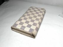 164 美品　1円 LOUIS VUITTON ルイヴィトン N61735 ダミエアズール ポルトフォイユサラ 二つ折り 長財布 ウォレット アイボリー系_画像3