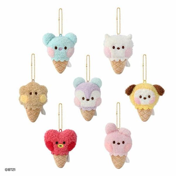  BT21 minini COOKY PLUSH KEYRING ICE CREAM