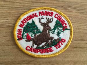 70's ヴィンテージ ワッペン UTAH NATIONAL PARKS COUNCIL CAMPOREE 1970 装飾 素材 刺繍 手芸 アメリカ製 デッドストック 未使用保管品