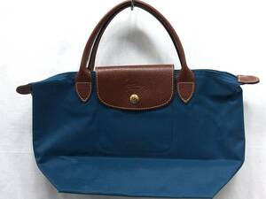 LONGCHAMP ロンシャン ハンドバッグ ナイロン レザー ブルー 24013002