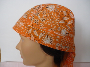  prompt decision * bandana cap [peiz Lee pattern orange ] Met in na- cap * head LAP * hand made * free shipping 