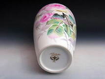 サイン入り 大輪の薔薇絵 ボーンチャイナ 花瓶 ◆ プレミアノリタケ _画像5